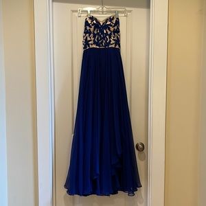Royal blue strapless Sherri Hill prom dress size 4